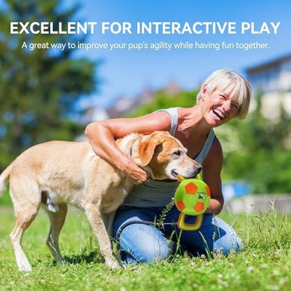 ALL FOR PAWS Dog Ball with Handles, Durable Dog Toy with Squeaker, Interactive Tug of War Ball Toy for Small and Medium Dogs, 12.6 x 5.9 x 5.9 Inch - Image 4