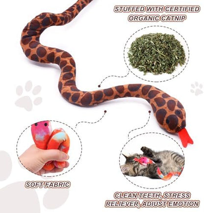 CiyvoLyeen Plush Snake Catnip Toys for Indoor Cats 3 Pack - Image 4