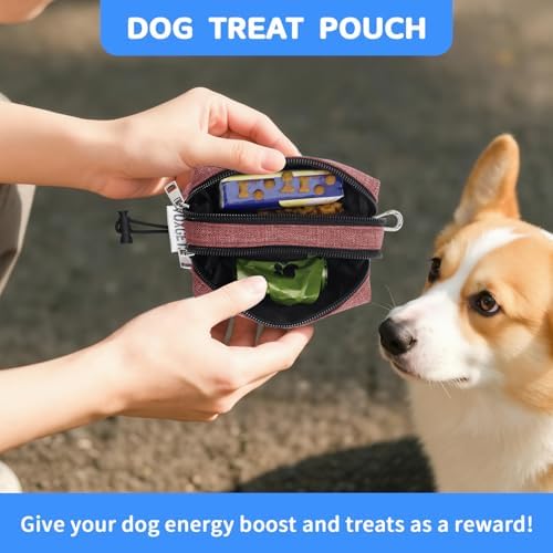 Dog Poop Bag Holder with Treat Pouch, 2 Zipper Pockets & Leash Clip - Image 6