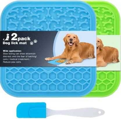 2 Pack Lick Mat for Dogs and Cats, Dog Slow Feeder Dowl Mat for Bathing Grooming Nailing Trimming, Dog Feeding Mat, Licking Pad for Dogs Cats by MooonGem