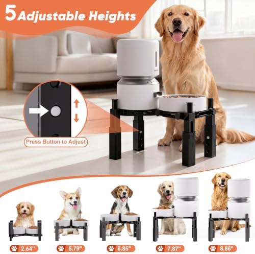 XIAZ Dog Bowl Stand Elevated Food Water Bowl Holder for Large Medium Small Sized Dog, Heights&Width Adjustable, Non-Slip, Durable, Elevated Feeding Bowl Stand for All Dogs Bowls (Stand Only) - Image 2