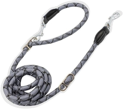 Pawstrip Hands Free Dog Leash - Multifunctional Reflective Waist Leash for Running, Walking, Training - Adjustable Crossbody Nylon Double Leashes for Small Medium Large Dogs (Gray)