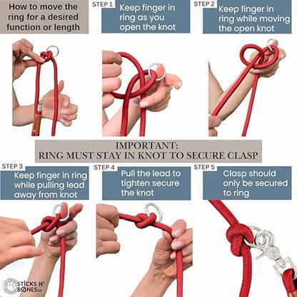 Hands Free Dog Leash, Waist Leash for Dog Walking, Crossbody, Multifunctional, Red Dog Lead, Running, 2 Dogs, Dual Handle, Dog Training, Adjustable Lead 4.3ft - 7.5ft, 3/8" (10mm) Diameter. - Image 5