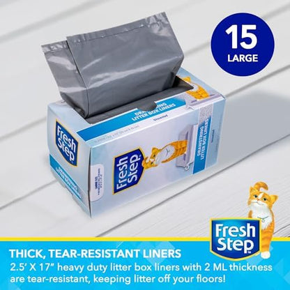 Fresh Step Drawstring Cat Litter Liners, Unscented, 2.5 ft x 17 in, 15 Ct - Image 2