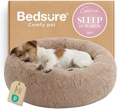 Bedsure Calming Small Medium Dog Bed Donut Washable Puppy Bed,27ins Camel by Unknown