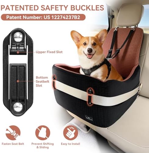 PETSFIT Dog Booster Car Seat with Patented Safety System, 5" Elevated Pad - Image 2