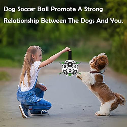 Dog Toys Soccer Ball, Interactive Dog Toys for Tug of War, Puppy Birthday Gifts, Tug Toy, Water Toy, World Cup Durable Balls for Medium & Large Dogs（8 INCH - Image 5