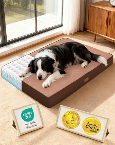 OhGeni Orthopedic Waterproof Med Large Dog Bed, Memory Foam, 36 inch(Brown) by OhGeni
