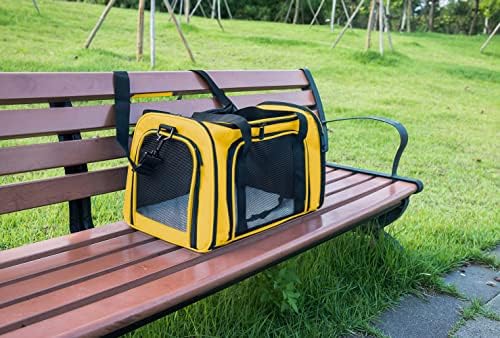 Soft Sided Carrier for Small Medium Cats Dogs,Removable Pad Collapsible Travel Pet Carrier Large Yellow - Image 5