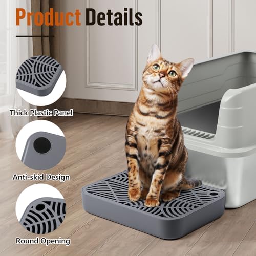 Cat Litter Box Step Non-Slip Cat Step with Filter Function, Dark Grey - Image 4