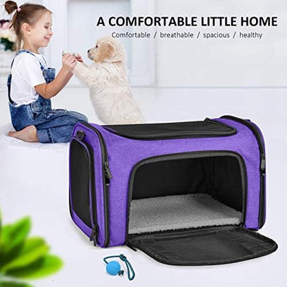 Henkelion Large Cat Carriers Dog Carrier Pet Carrier for Large Cats Dogs Puppies up to 25Lbs, Big Dog Carrier Soft Sided, Collapsible Travel Puppy Carrier - Large - Purple - Image 7