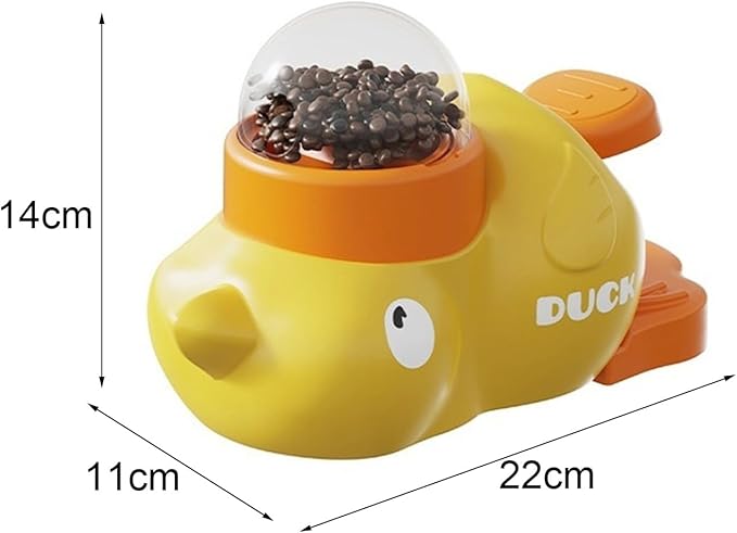 2-in-1 Interactive Dog Puzzle Toy & Slow Feeder – Fun Treat Dispenser for Small & Medium Dogs, Anti-Gulping Duck-Shaped Design, Reduces Bloating & Boredom, No Battery Required (Yellow-B)
