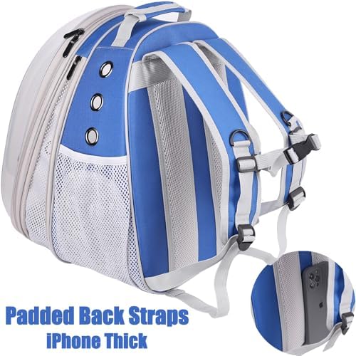 Front Expandable Cat Backpack Carrier, Fit up to 20 lbs, Space Capsule Astronaut Bubble Window Pet Backpack to Carry and Transport Large Cat and Small Puppy Blue - Image 5