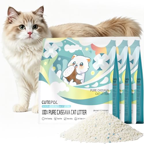Cassava cat Litter,Rapid Clumping Non Sticking 33lb (6-Pack) by Cutepol