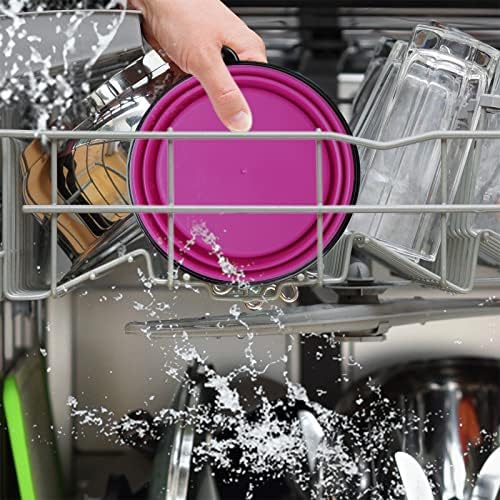 Dog Bowl Large Pet Collapsible Bowls, 2 Pack Collapsible Dog Water Bowls for Cats Dogs, Portable Pet Feeding Watering Dish for Walking Parking Traveling with 2 Carabiners (Large, Pink+Purple) - Image 6