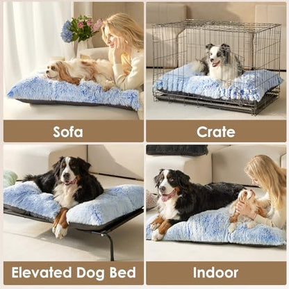EHEYCIGA Fluffy Dog Crate Bed for Small Dogs, Plush Crate Pad, Blue - Image 5