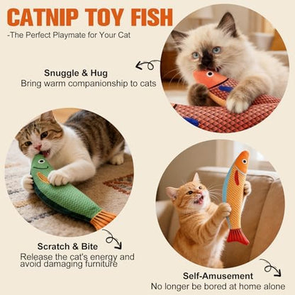 Catnip Toys for Cats Indoor, Cat Kicker Toy 3 Pack Plush Fish with Crinkle Sound, Interactive Kitten Toys for Boredom Relief, Soft Durable Cat Chew Toys for Indoor Cats and Kittens - Image 2
