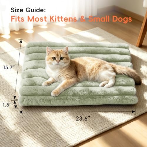 Cat Bed Mat for Indoor Cats, Self Warming Plush Cat Bed, 23.6"x15.7" Green - Image 3