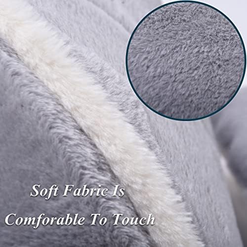 Cat Bed for Indoor Cats - Cat Cave Bed Cat House Cat Tent with Removable Washable Cushioned Pillow, Soft and Self Warming Kitten beds, Pet Bed（Large Grey） - Image 3