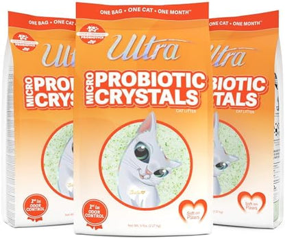 NEW Ultra Probiotic Micro Crystals Premium Cat Litter - 99.9% Dust Free, Soft on Paws, Fragrance Free - 15 Lbs. Total (3pk of 5 Lbs.) by ULTRA