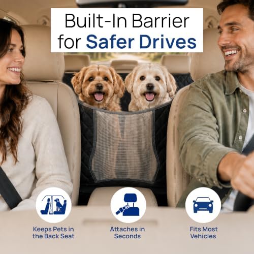 evori Dog Guard, Waterproof Dog Car Seat Cover with Mesh Barrier, Hammock - Image 4
