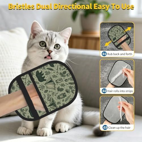Camping Green Pet Hair Removal Glove Brush Pet Hair Remover Tool for Carpet - Image 6