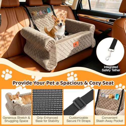 Dog Car Seat for Medium/Large Dogs up to 60LBS Memory Foam Dog Booster Seat - Image 3
