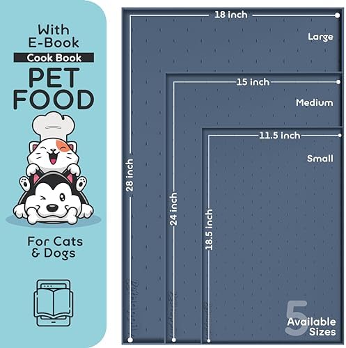 Dog Food Mat - Raised Edges Dogs Mat for Food and Water Prevent Spill, Waterproof Cat Food Mats Protect Floors, Easy Clean Dog Bowl Mats for Food and Water, Silicone Pet Food Tray - Image 2