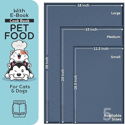 Dog Food Mat - Raised Edges Dogs Mat for Food and Water Prevent Spill, Waterproof Cat Food Mats Protect Floors, Easy Clean Dog Bowl Mats for Food and Water, Silicone Pet Food Tray - Image 2