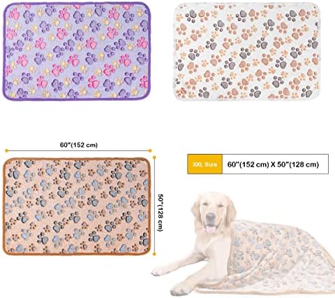 Dono 1 Pack 3 Dog Blankets, Soft Fluffy Fleece Pet Blanket Warm Sleep Mat Paw Print Design Puppy Kitten Throw Blankets Doggy Blanket for Dogs - Image 3