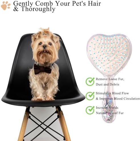 Small Soft Dog Grooming Brush Pet Massage Hair Brush-Glitter Blue - Image 3