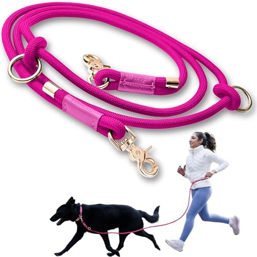 Hands Free Dog Leash, Waist Leash for Dog Walking, Crossbody, Multifunctional, Dog Lead, Running, 2 Dogs, Dual Handle, Dog Training, Adjustable Lead 4.3ft - 7.5ft, 3/8" (10mm) Diameter. by SticksNBonesco