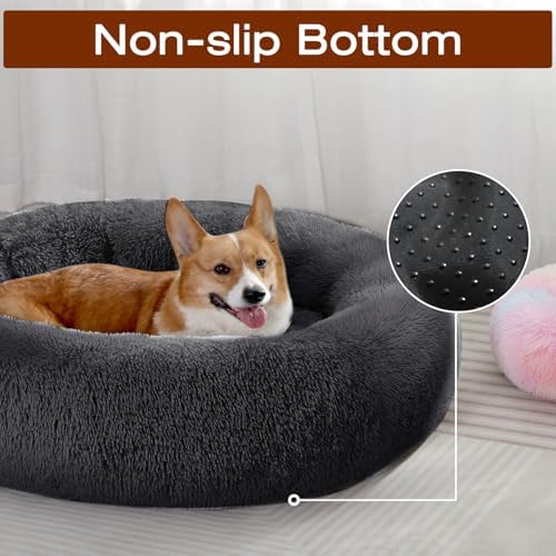 JOLLYVOGUE Dog & Cat Bed, Calming Anti-Anxiety Pet Bed for Small Dogs, Fluffy Donut Cushion for Small and Medium Pets (20") - Image 4