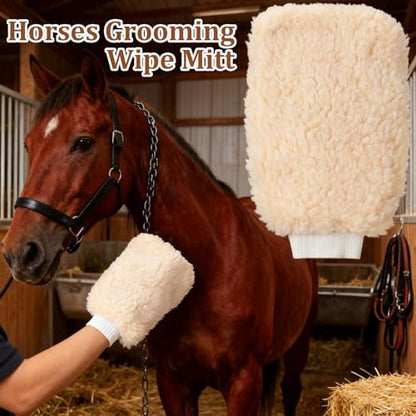 Horse Grooming Brushes & Mitts, Soft Fleece Grooming Glove & Wash Mitt - Image 6