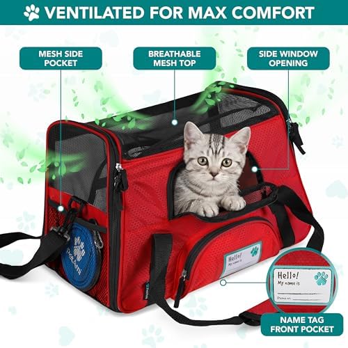 PetAmi Airline Approved Pet Carrier for Cats & Small Dogs, Large, Red - Image 3