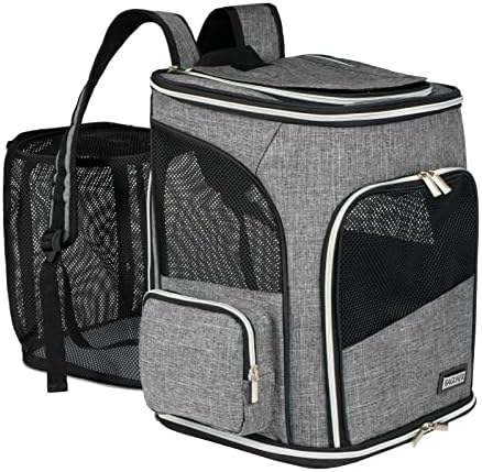BAGLHER Expandable Pet Carrier Backpack，Pet Backpack for Small Cats Puppies Dogs Bunny, Airline-Approved Ventilate Backpack for Travel, Hiking and Outdoor Use. Grey by BAGLHER
