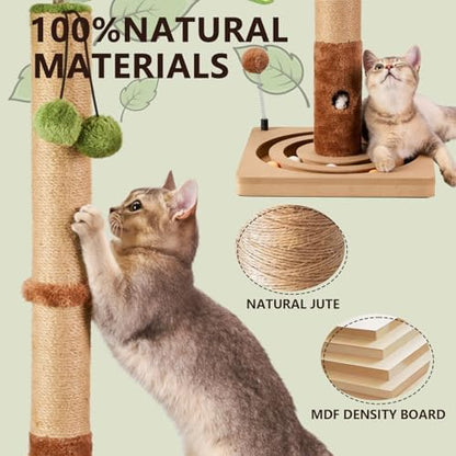 MECOOL 35in Tall Cat Scratching Post Sturdy and Premium Scratch Posts with Hanging Ball and Ball Track Cute Cat Tree for Indoor Cats - Image 2