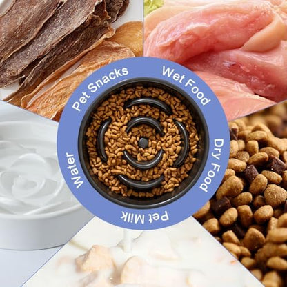 6'' Ceramic Slow Feeder Dog Bowls - Petal Shape Modern Dog Food Dish for Cats and Small Breed Dogs, Puzzle Maze Bowl to Slow Down Eating, Anti-Gulping, Dishwasher & Microwave Safe, Black - Image 5