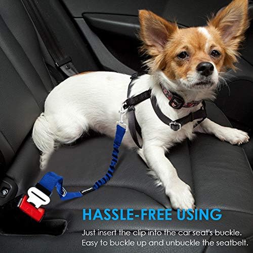 URPOWER 2 Pack Dog Seat Belt, Retractable Dog Car Harness Adjustable Pet Safety Belt with Elastic Bungee Buffer, Heavy Duty & Durable & 360 Degree Swivel Dog Seatbelts - Image 6