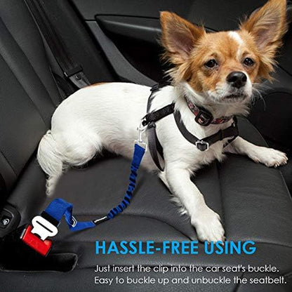 URPOWER 2 Pack Dog Seat Belt, Retractable Dog Car Harness Adjustable Pet Safety Belt with Elastic Bungee Buffer, Heavy Duty & Durable & 360 Degree Swivel Dog Seatbelts - Image 6