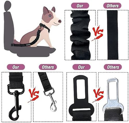 COOYOO Dog Seat Belt,3 Piece Set Retractable Dog Car Adjustable Seatbelts for Vehicle Nylon Pet Safety Heavy Duty & Elastic & Durable Car Harness for Dogs - Image 4