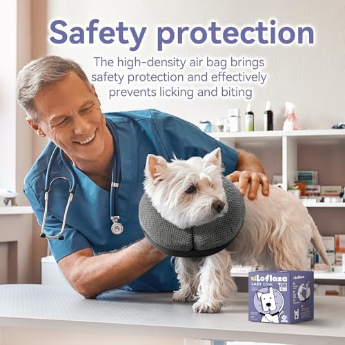 Loflaze Soft Inflatable Dog Cone Collar Alternative After Surgery - Dog Neck Donut E Collar for Large Medium Small Dogs Cats Post Surgery - Recovery Collar to Stop Licking - Grey, M+ - Image 3
