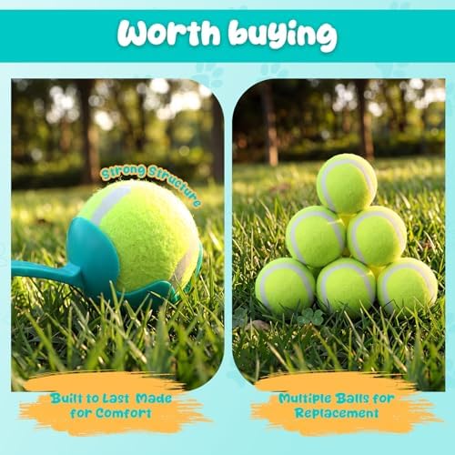 Junkin 2 Pcs 12.6-inch Dog Ball Launcher with 6 Pcs 2.5-inch Tennis Balls Pet Dog Thrower Fetch Toy for Dogs 20-60 lb Outdoor Training Park Backyard Beach - Image 6