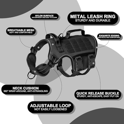 Dog Harness for Large Dogs, No Pull Tactical Vest with Front Clips - Image 5