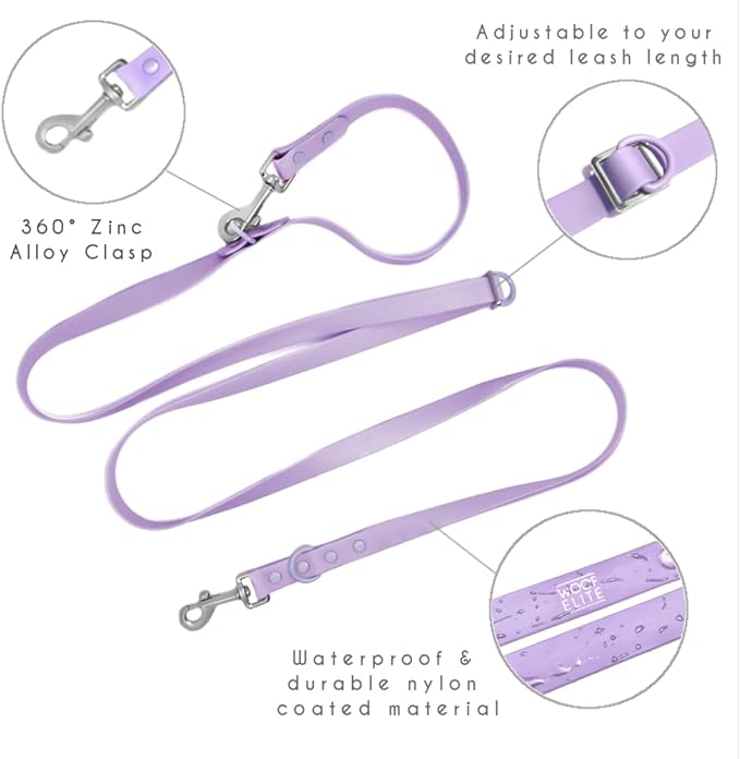 Hands-Free Waterproof Dog Leash, Adjustable Waist & Crossbody Dog Leash for Running, Walking & Hiking (Lilac, 7 FT)