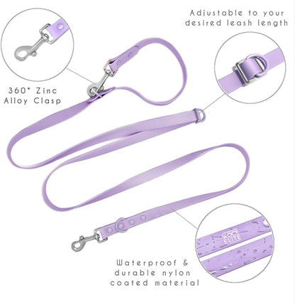 Hands-Free Waterproof Dog Leash, Adjustable Waist & Crossbody Dog Leash for Running, Walking & Hiking (Lilac, 7 FT)