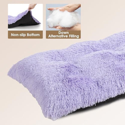 EHEYCIGA Fluffy Dog Crate Bed, Plush Extra Large Dog Pillow, Purple - Image 4