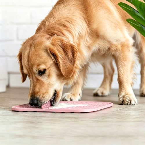 Licking Mat for Dogs & Cats with Suction Cups, 1 Pack Square Dog Slow Feeder Lick Pat for Anxiety Relief Boredom, Dog Toys to Keep Them Busy, Pets Bathing Training Grooming Mat 7.8 * 7.8 inches - Image 7