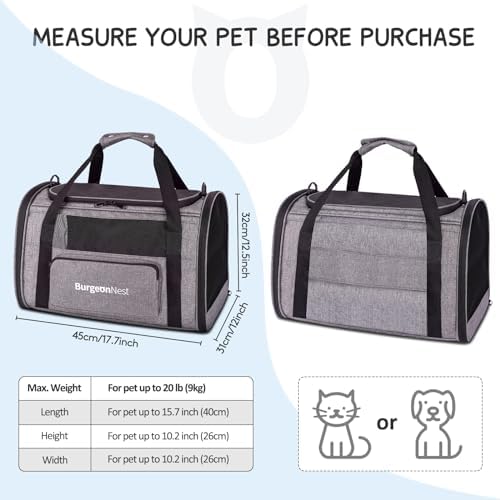BurgeonNest Cat Carrier up to 20 Lbs, Portable Top Load Pet Travel Bag - Image 2