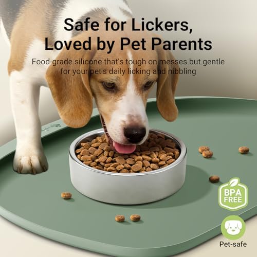 DownyPaws Dog Food Mat,Silicone Waterproof Feeding Mat, 24"×17", Sage - Image 2